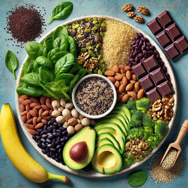 Colorful plate of fresh, all-natural whole foods