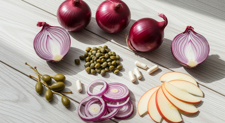 Quercetin-rich foods and capsules