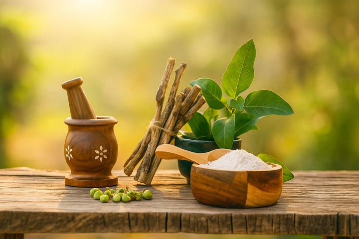 Ashwagandha root representing mental resilience