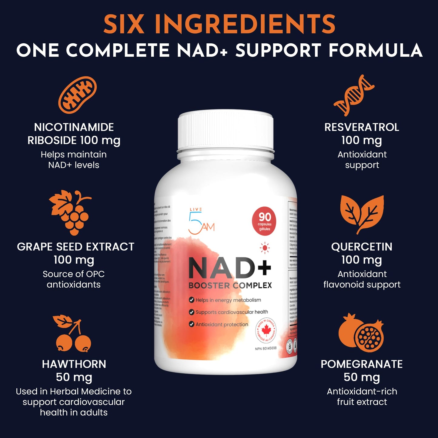 NAD+ Booster Complex 6-in-1 formula ingredients