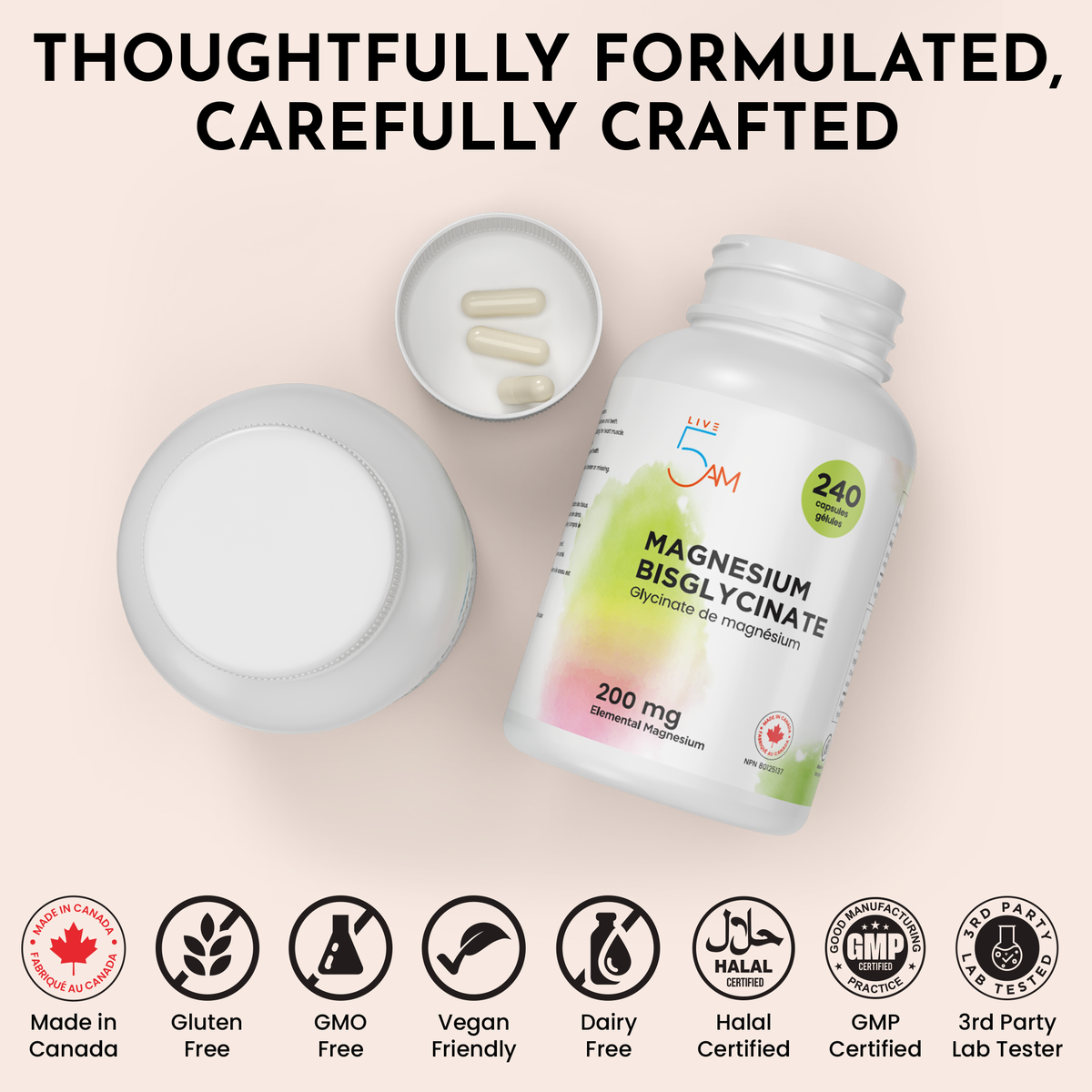 Live 5AM Magnesium Bisglycinate gentle, gluten-free magnesium formula
