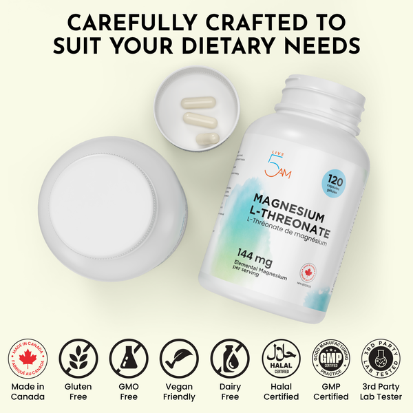 Live 5AM Magnesium L-Threonate capsules for cognitive support