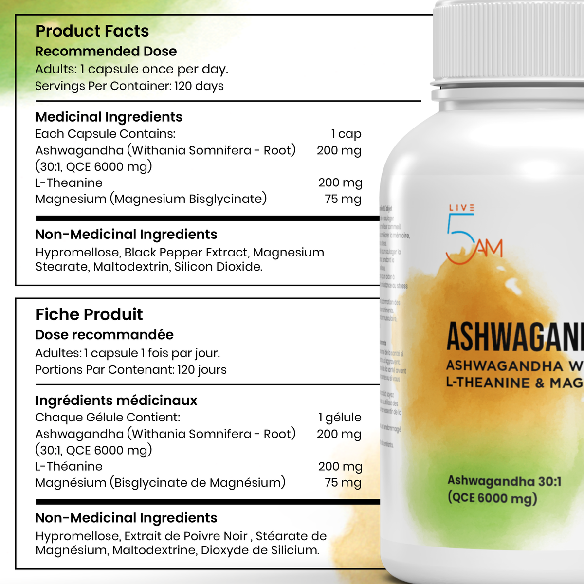Live 5AM Ashwagandha+ daily cortisol-calming supplement stack